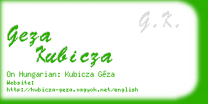 geza kubicza business card