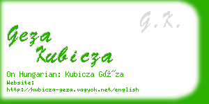 geza kubicza business card